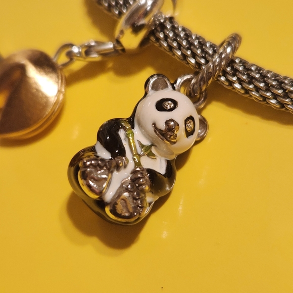 Brighton enamel and silver panda charm,lucky fortune cookie charm, and bracelet - Picture 3 of 4